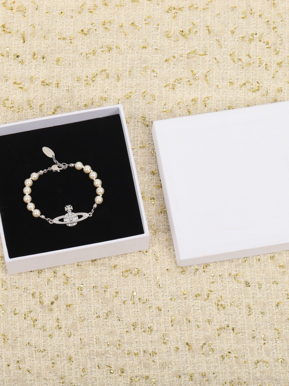 Vivienne Westwood Pearl Bracelet with Silver Orb Logo
